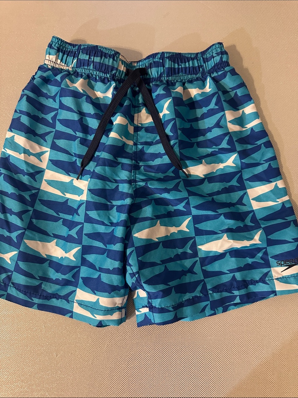 Speedo Blue & White Shark-Print Swim Shorts